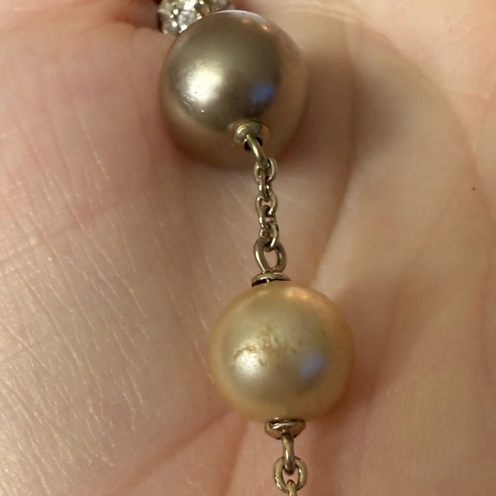 Y2K Carolee Gold-Tone Pearl & Crystal Bead Necklace
